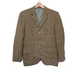 1960s 70s Vintage Mens Tweed Blazer Jacket Plaid Multicolor 44" Chest